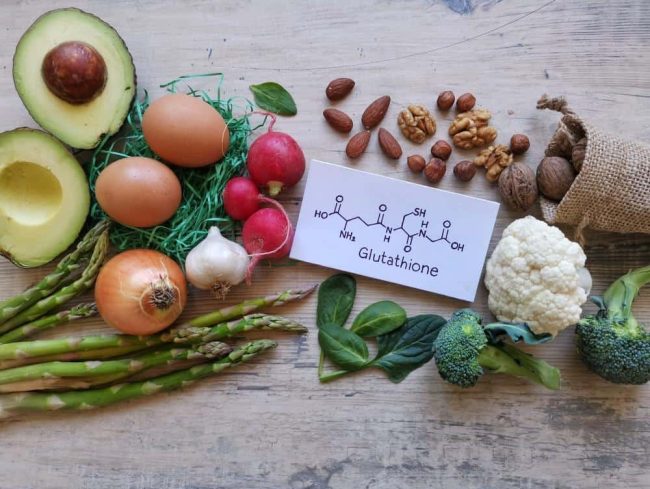 glutathione image with veggies Glutathione